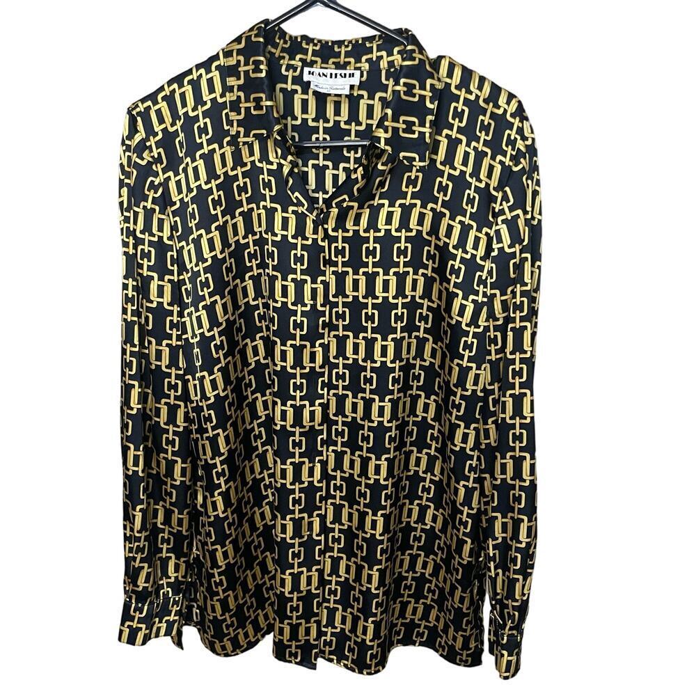 Vintage Joan Leslie Gold & Black Chainlink Blouse